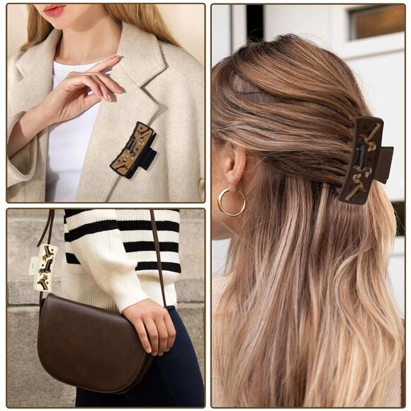 Dachshund Hair Claw Clips Leather Non Slip Cute Animal Hair Accessories - Picture 5 of 6